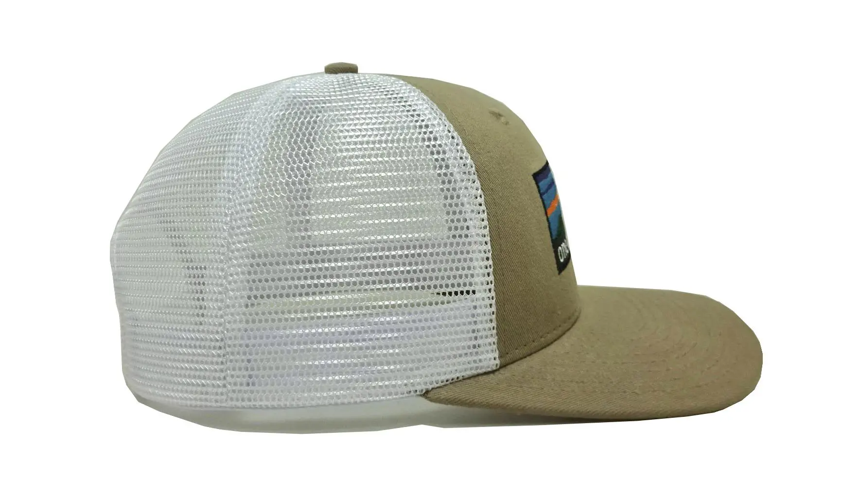 High Quality 2D Embroidery Beige Color Medium Profile Curved Brim Trucker Hat for Men in Vietnam Factory 4