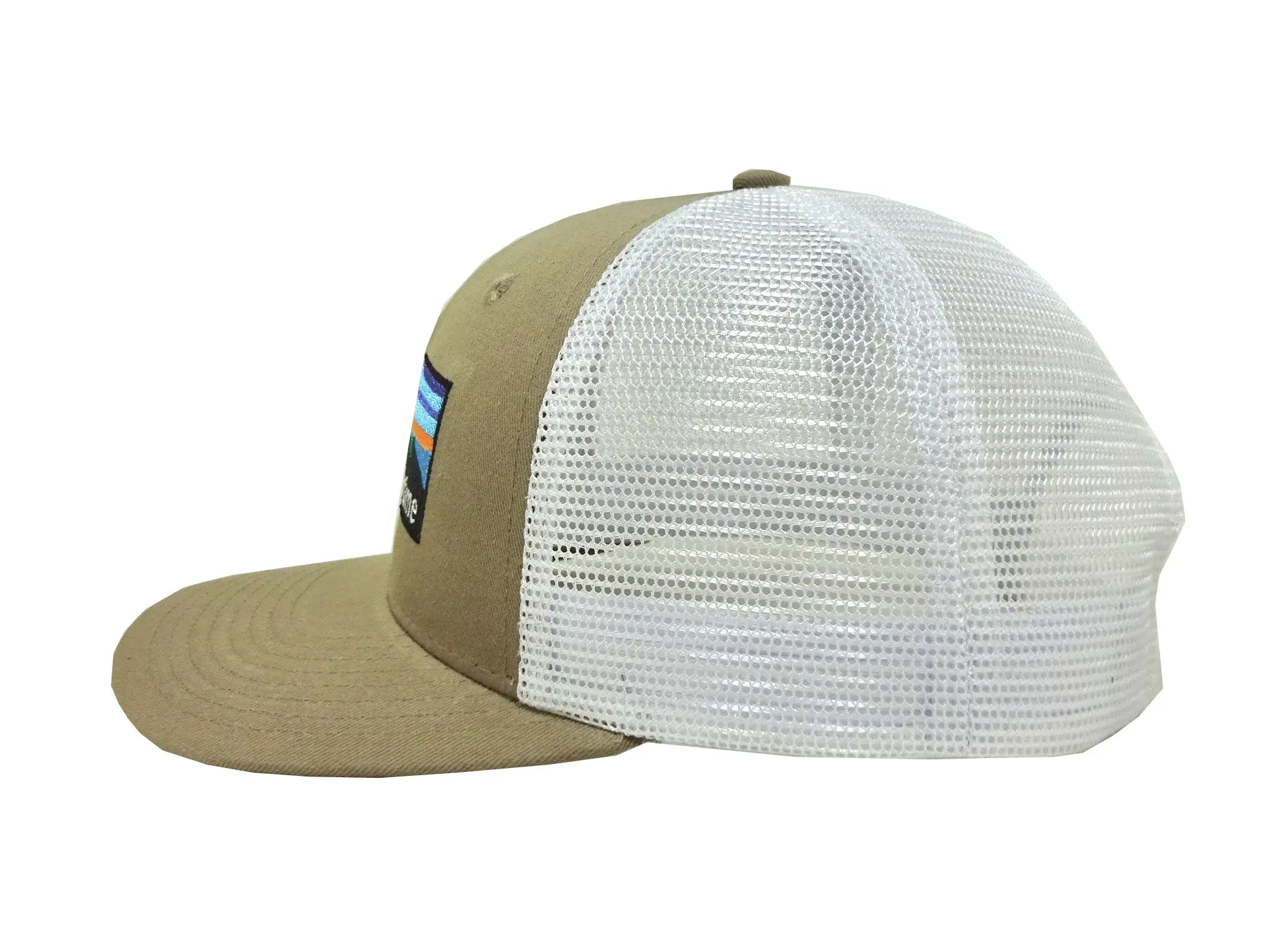 High Quality 2D Embroidery Beige Color Medium Profile Curved Brim Trucker Hat for Men in Vietnam Factory 3