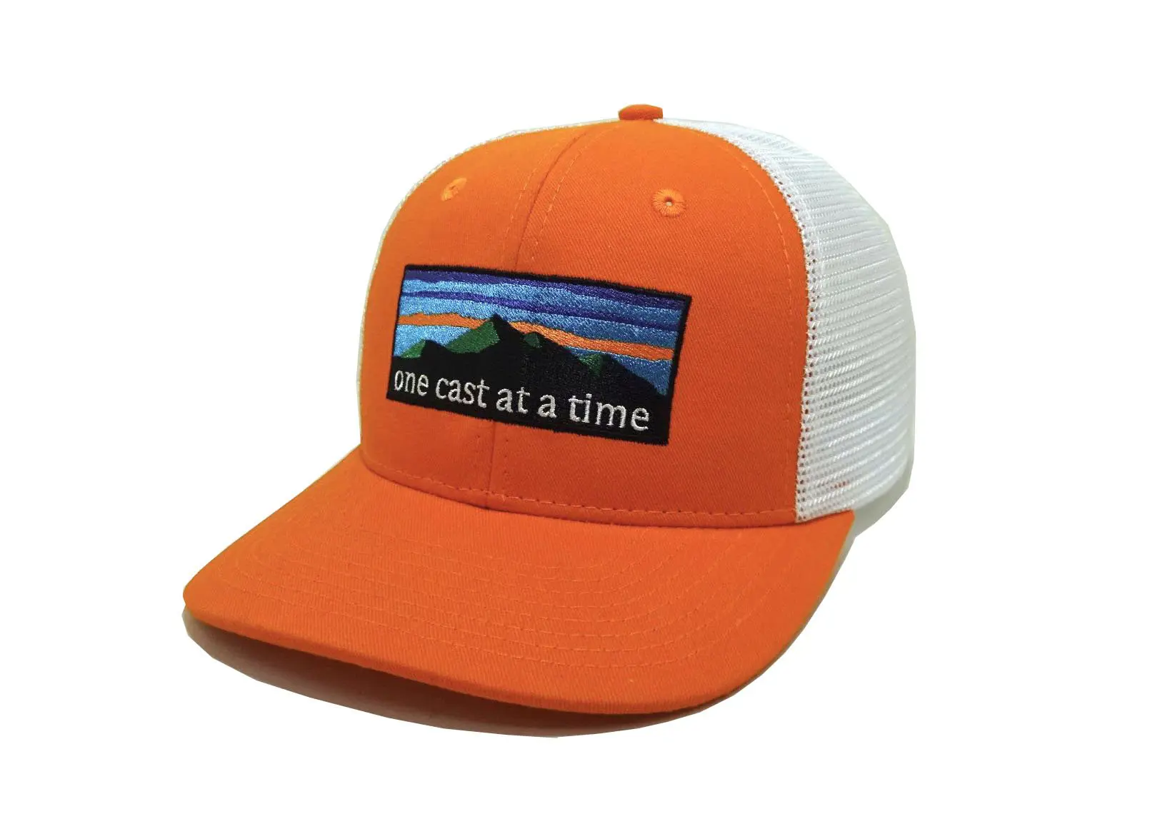 High Quality 2D Embroidery Medium Profile Orange Color Structured Trucker Cap for Men in Vietnam Factory 2