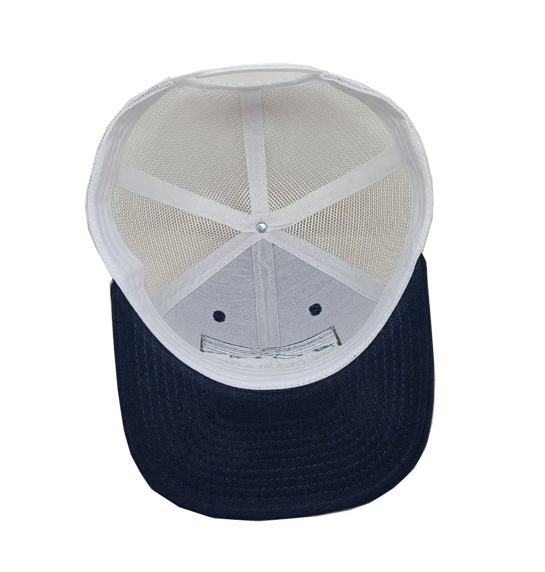 High Quality 2D Embroidery Navy Blue Color Medium Profile Trucker Hat for Men in Vietnam Factory 4