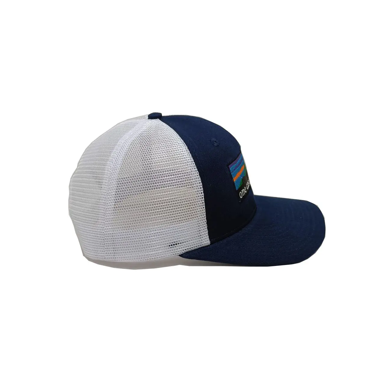 High Quality 2D Embroidery Navy Blue Color Medium Profile Trucker Hat for Men in Vietnam Factory 3