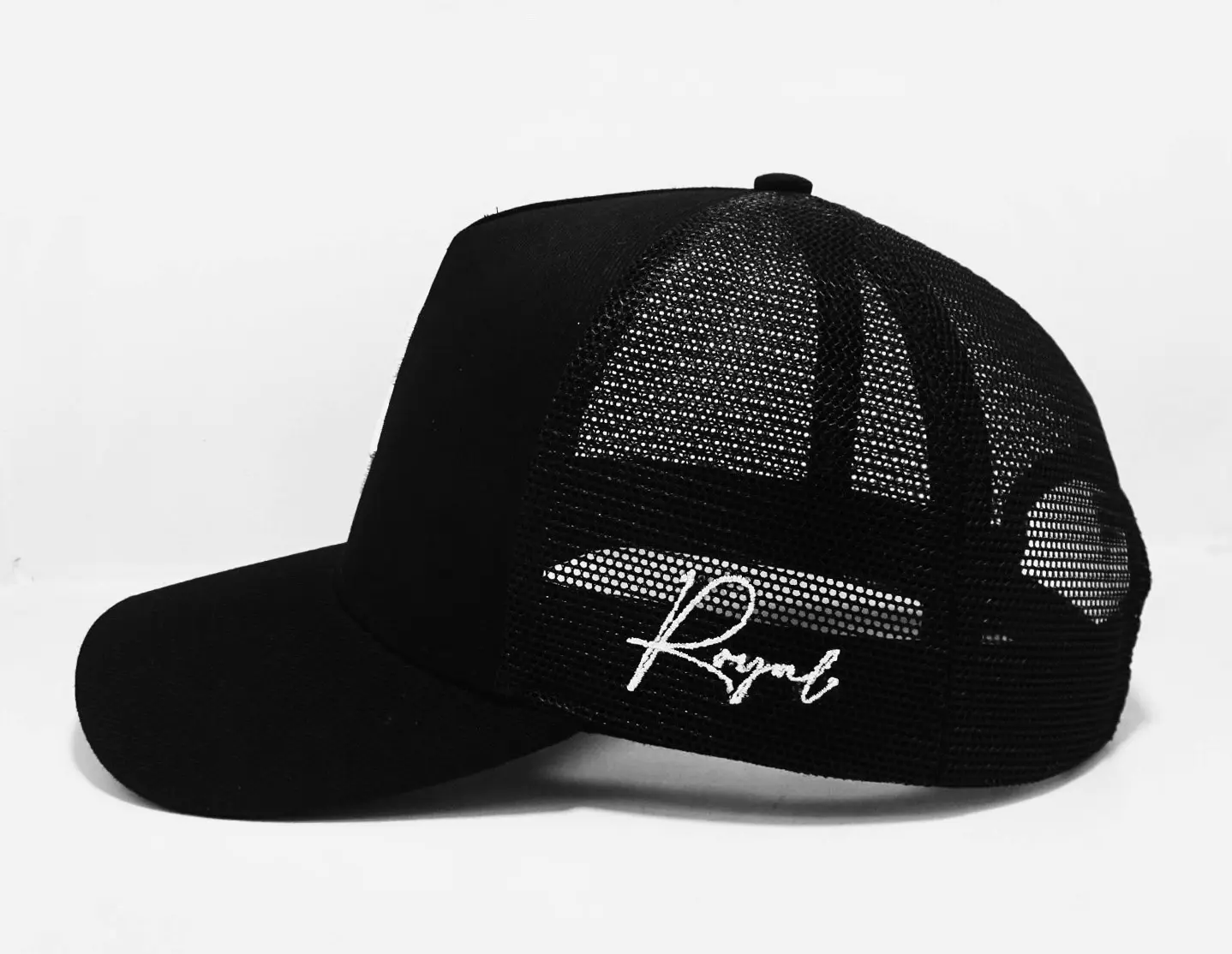 High Quality 3D Embroidery Black/White Color Medium Profile Cotton and Mesh Fabric Trucker Hat From Vietnam Supplier 4