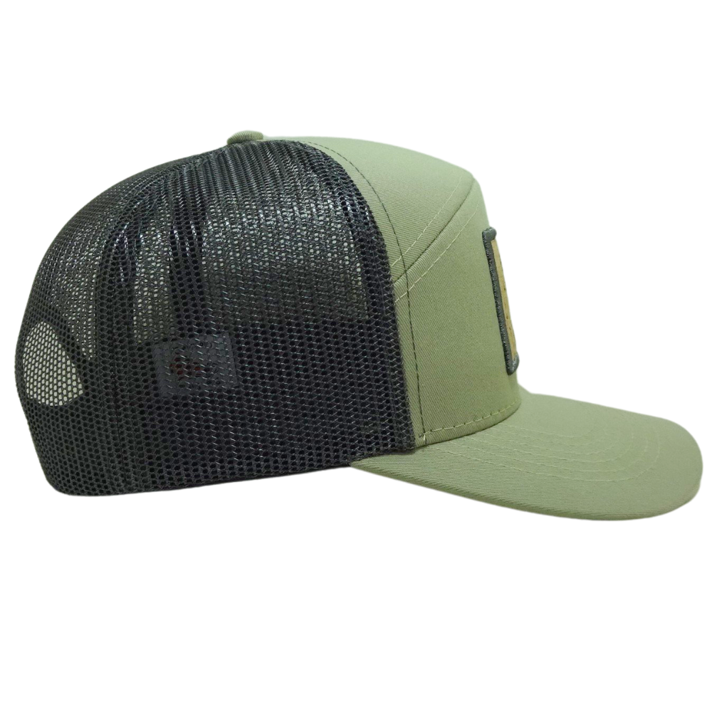 High Quality 5 Panel Trucker Hat Slight Curved Brim Structured Cap Label Tag on Sweatband Single Breasted Buckle Black Mesh OEM 5