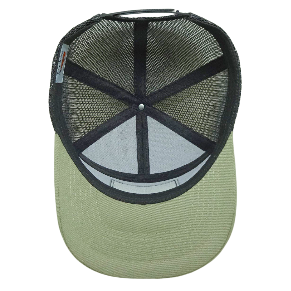 High Quality 5 Panel Trucker Hat Slight Curved Brim Structured Cap Label Tag on Sweatband Single Breasted Buckle Black Mesh OEM 6