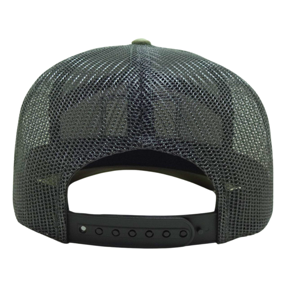 High Quality 5 Panel Trucker Hat Slight Curved Brim Structured Cap Label Tag on Sweatband Single Breasted Buckle Black Mesh OEM 7