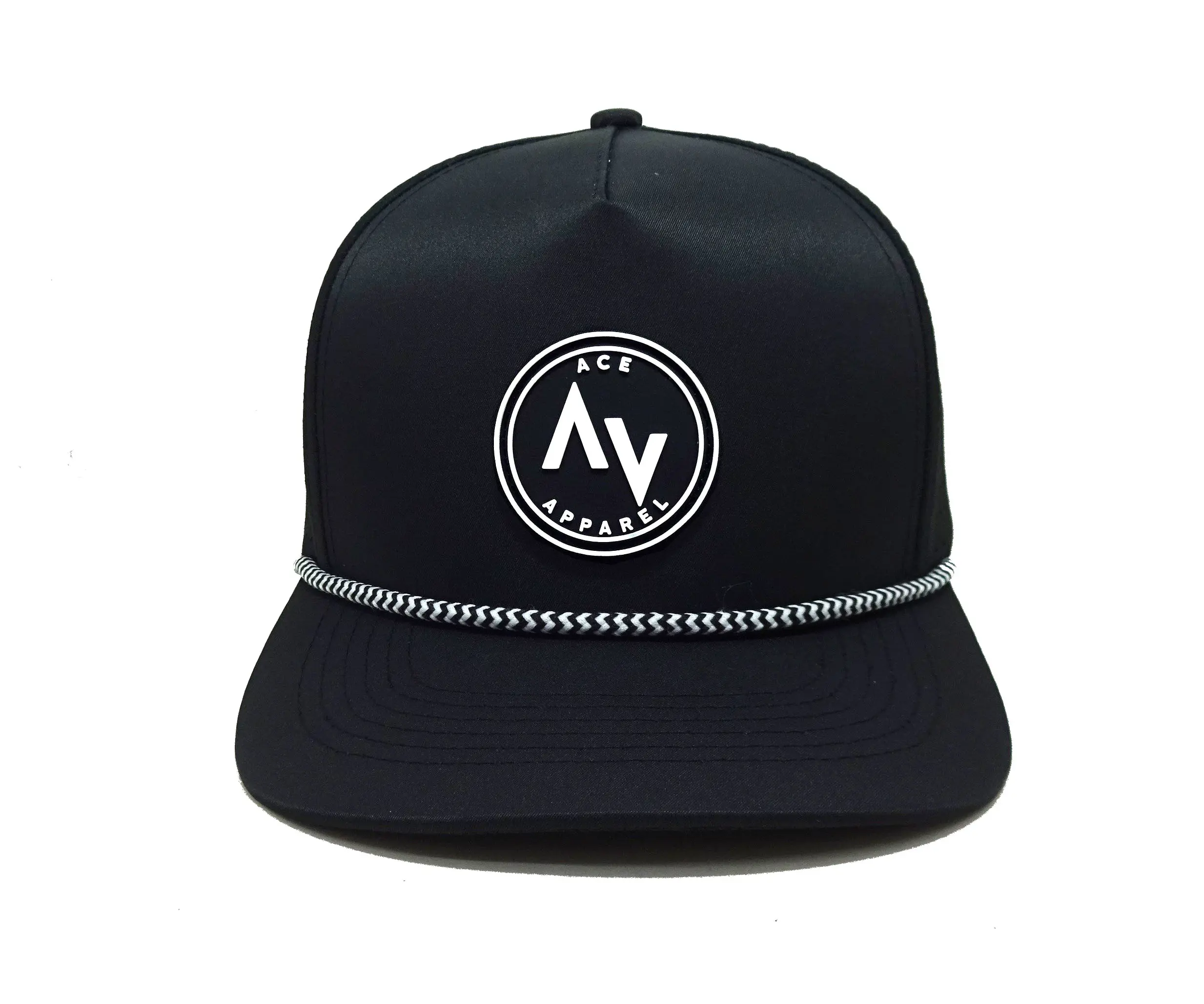 High Quality 5 Panels Polyester Sport Golf Hat Rope PVC Logo Custom Design Snapback Caps Rubber Logos Vietnam Factory Hat 1