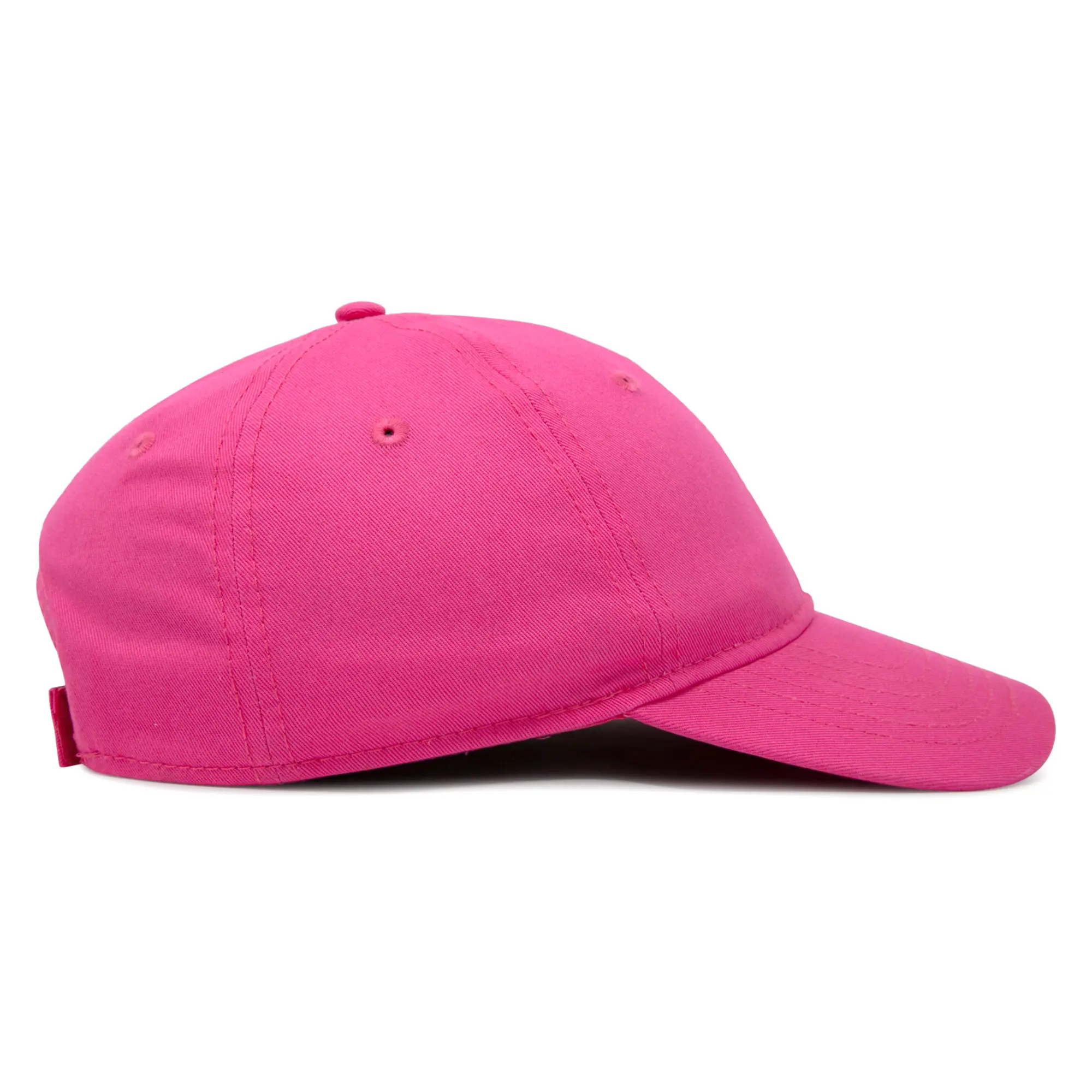 High Quality 6 Panel Hot Pink Unstructured Baseball Caps 2D Flat Embroidered Logo Custom Label Inside Magic Sticker Tape Women 5
