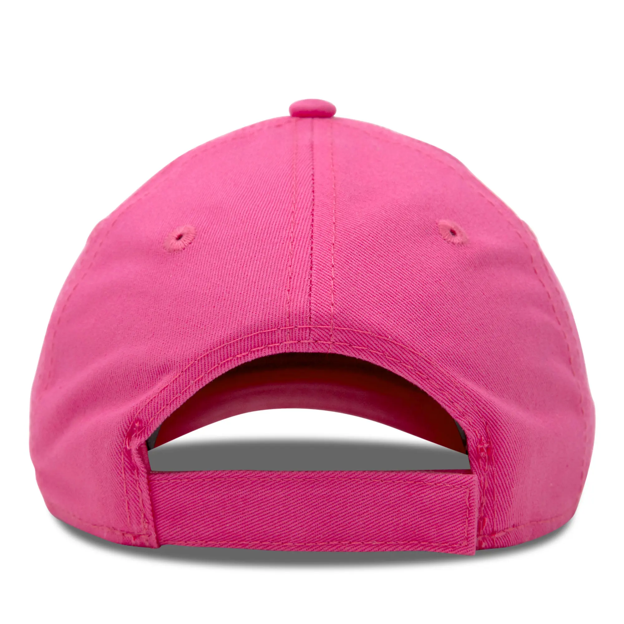 High Quality 6 Panel Hot Pink Unstructured Baseball Caps 2D Flat Embroidered Logo Custom Label Inside Magic Sticker Tape Women 7