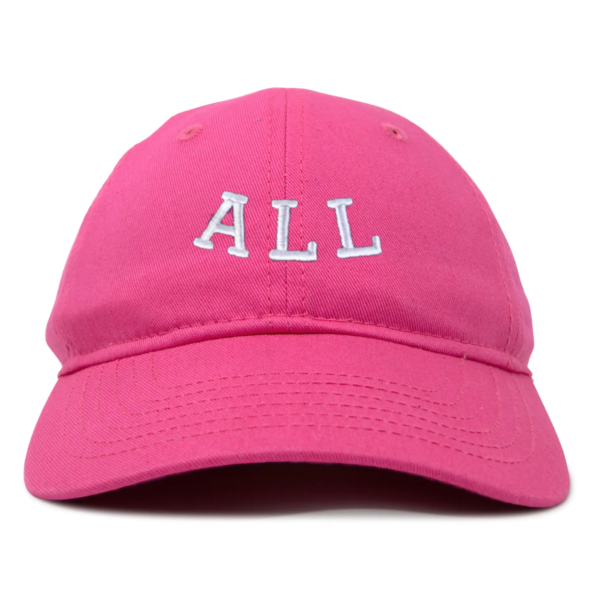 High Quality 6 Panel Hot Pink Unstructured Baseball Caps 2D Flat Embroidered Logo Custom Label Inside Magic Sticker Tape Women