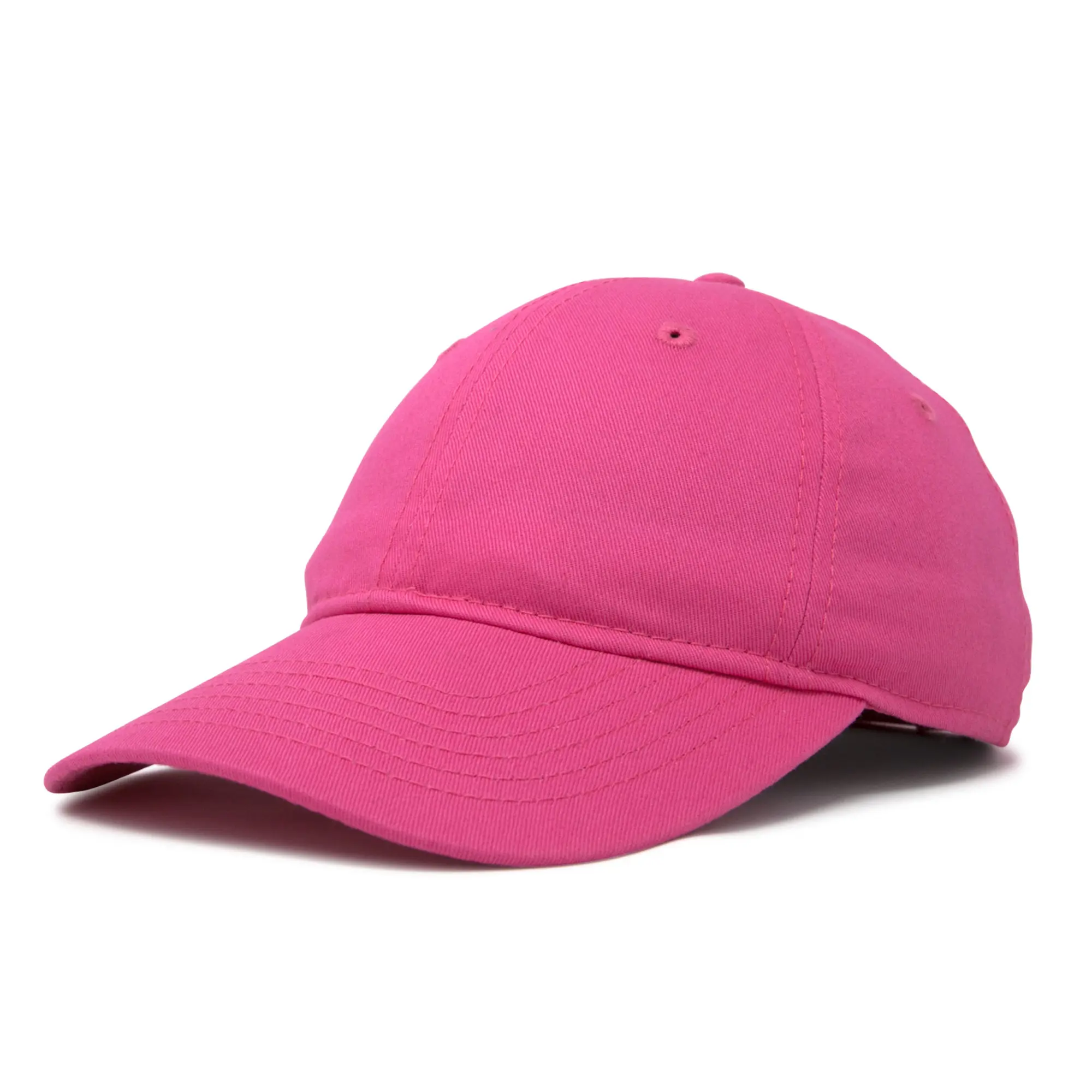 High Quality 6 Panel Hot Pink Unstructured Baseball Caps 2D Flat Embroidered Logo Custom Label Inside Magic Sticker Tape Women 4