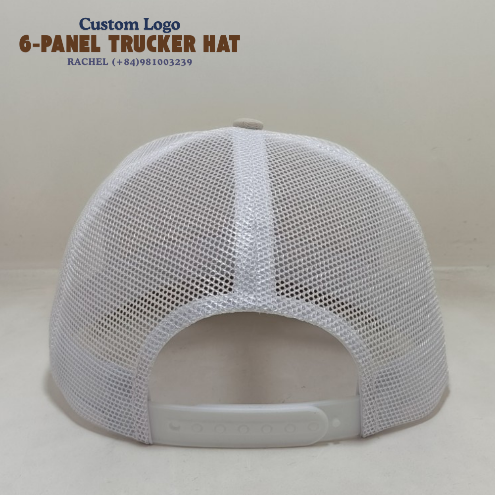 High Quality 6-Panel Trucker Hat Customized Leather Logo Semi Curve Snapback Malted Milk Color for All Activities OEM Wholesale 6