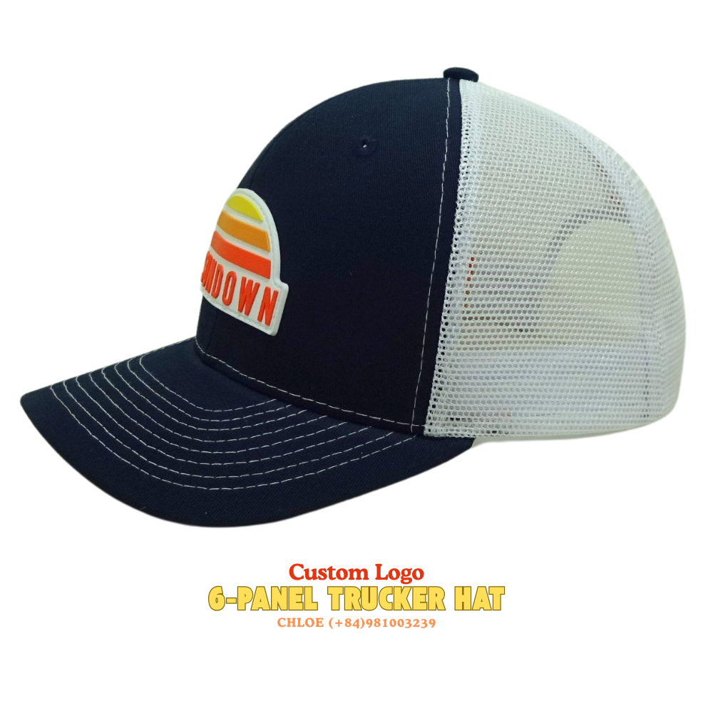 High Quality 6 Panel Trucker Hats Custom PVC Heat Transfer PrintRubber Logo Patches OEM Wholesale for Present Casual Activities 2