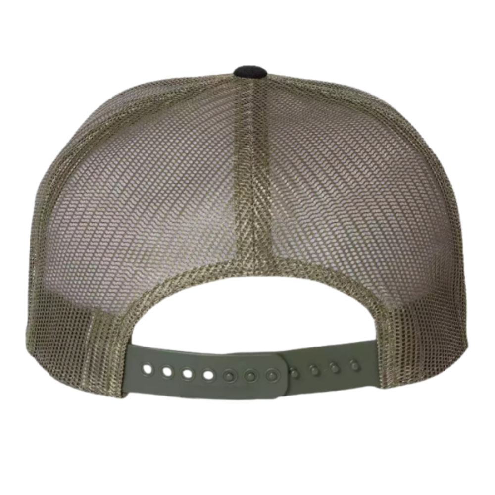 High Quality 7 Panel Trucker Hat Camo Printed Green Custom Your Embroidery/Woven/Rubber/Leather Logo Patch for Unisex Wholesale 4
