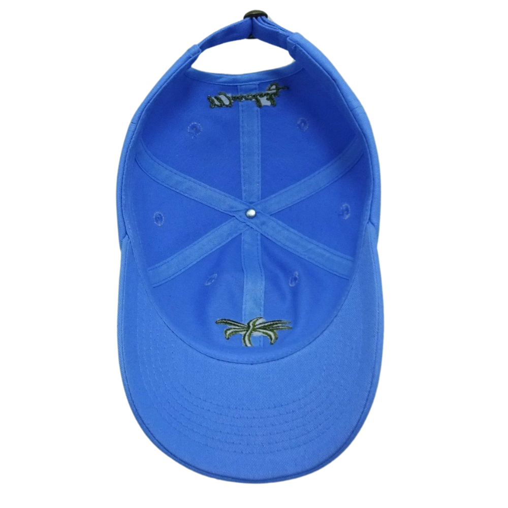 High Quality Baseball Cap 6 Panel Custom Flat Embroidery Pattern and Logo on Back Side Curved Brim Mental Buckle Blue Color OEM 6