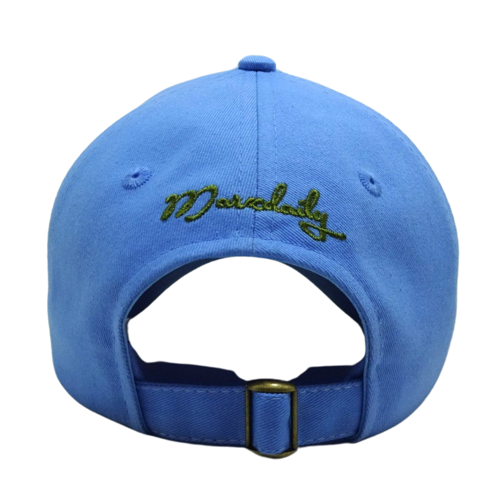 High Quality Baseball Cap 6 Panel Custom Flat Embroidery Pattern and Logo on Back Side Curved Brim Mental Buckle Blue Color OEM 7