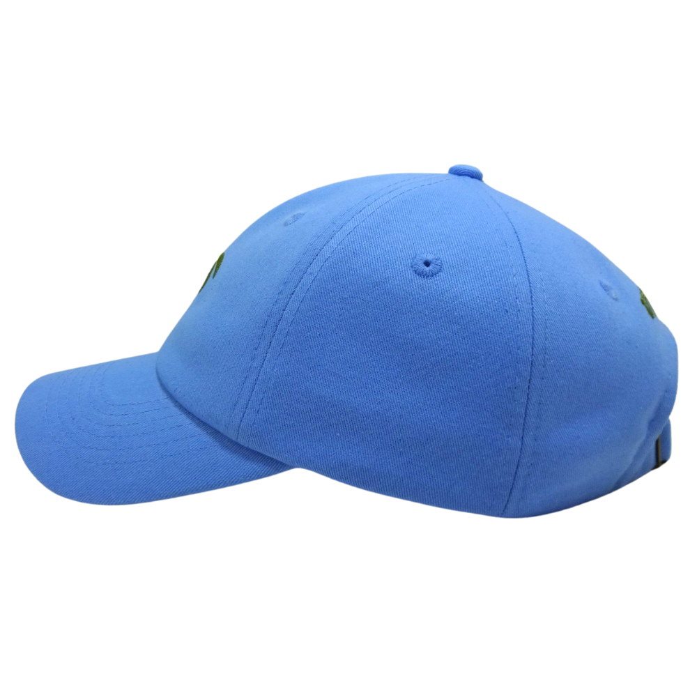 High Quality Baseball Cap 6 Panel Custom Flat Embroidery Pattern and Logo on Back Side Curved Brim Mental Buckle Blue Color OEM 4