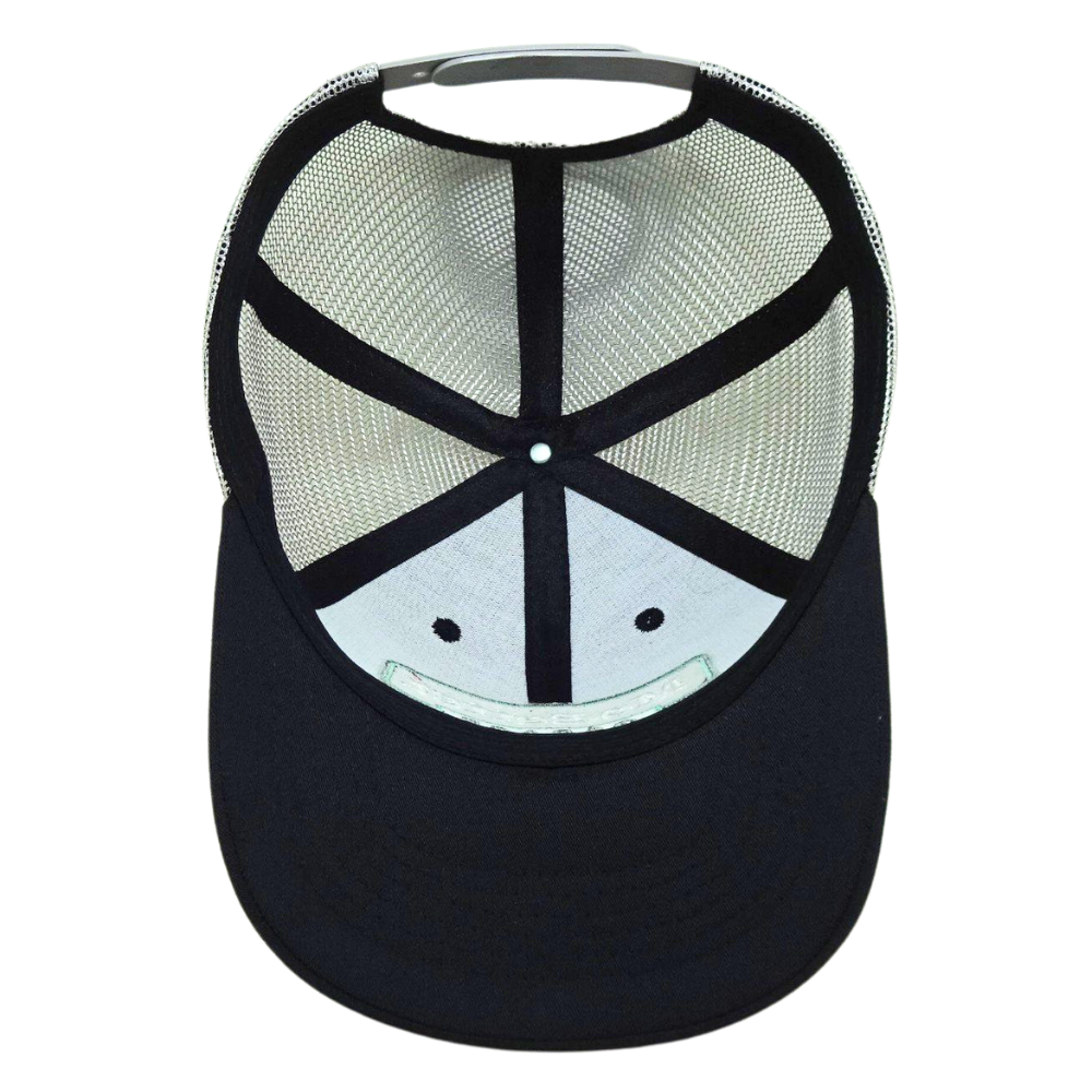 High Quality Black Trucker Hat Gray Mesh Structured Caps 6 Panel Semi Curved Single Breasted Buckle Custom Button for Your Brand 6