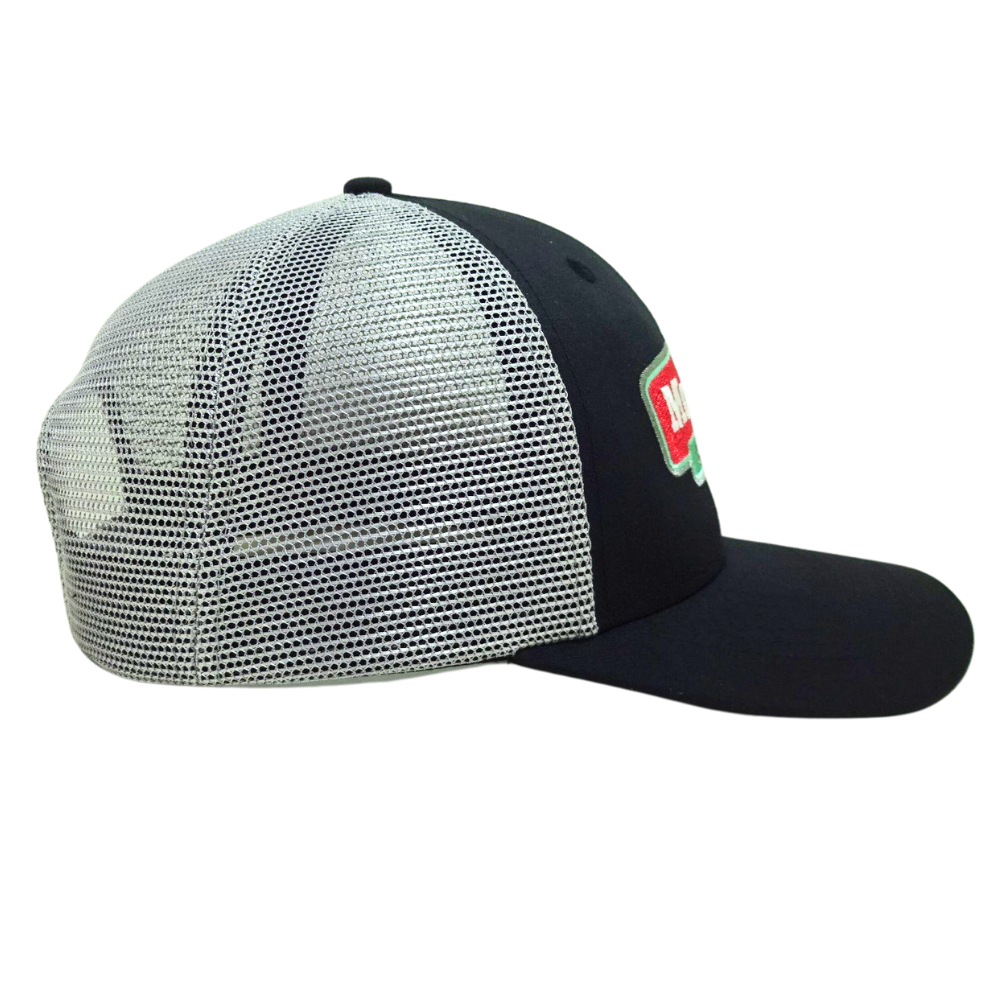 High Quality Black Trucker Hat Gray Mesh Structured Caps 6 Panel Semi Curved Single Breasted Buckle Custom Button for Your Brand 5
