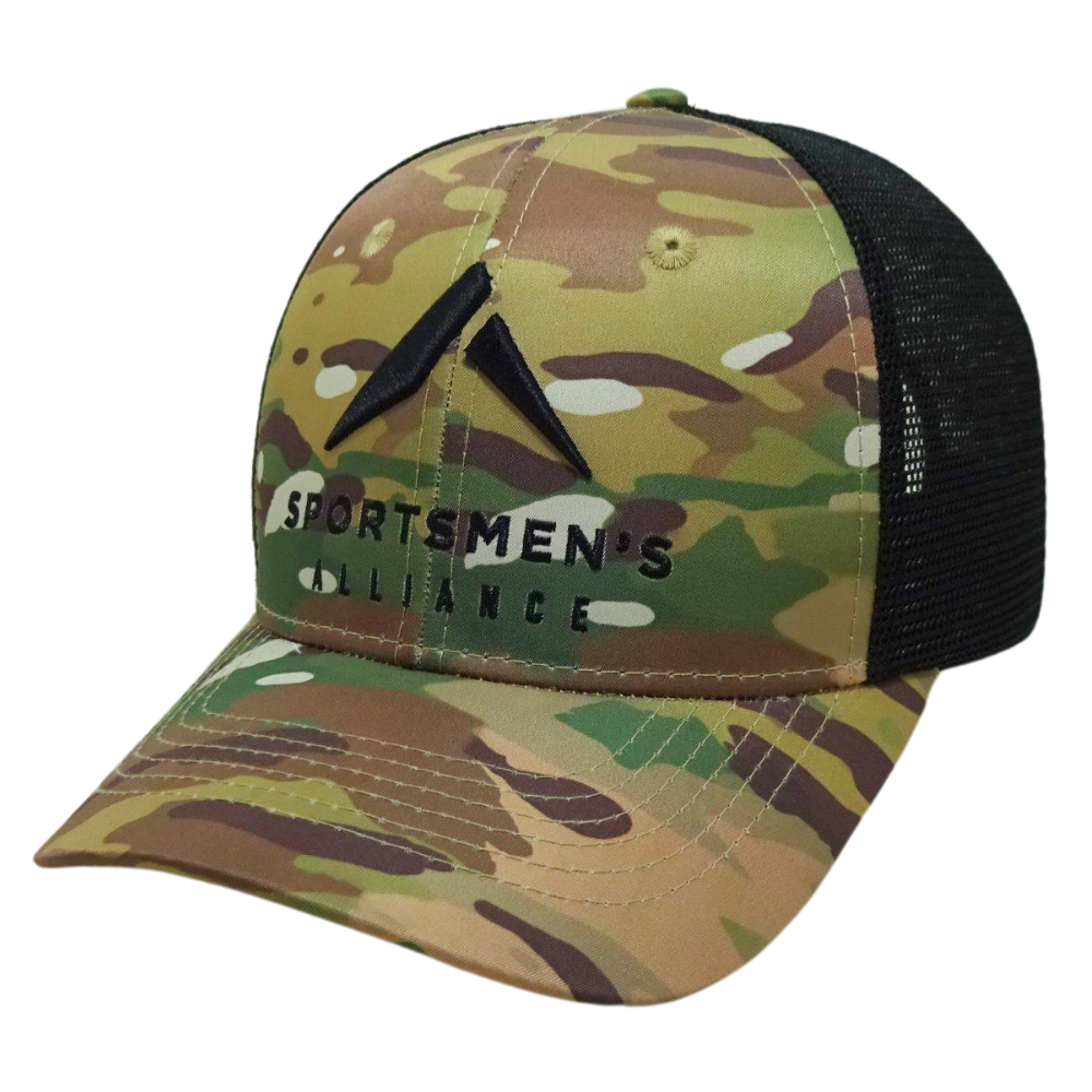 High Quality Camouflage 6 Panel Trucker Hat 3D Embroidery Contrast Stitching Line Black Mesh Plastic Single Breasted Buckle OEM 5