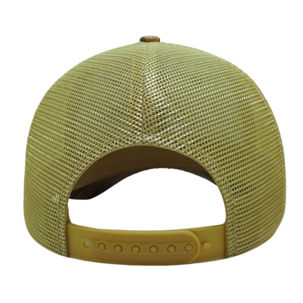 High Quality Camouflage Trucker 6 Panel Yellow Mesh and 3D Embroidery Custom Your Brand Logo Curved Brim for Men Fishing Outdoor 7