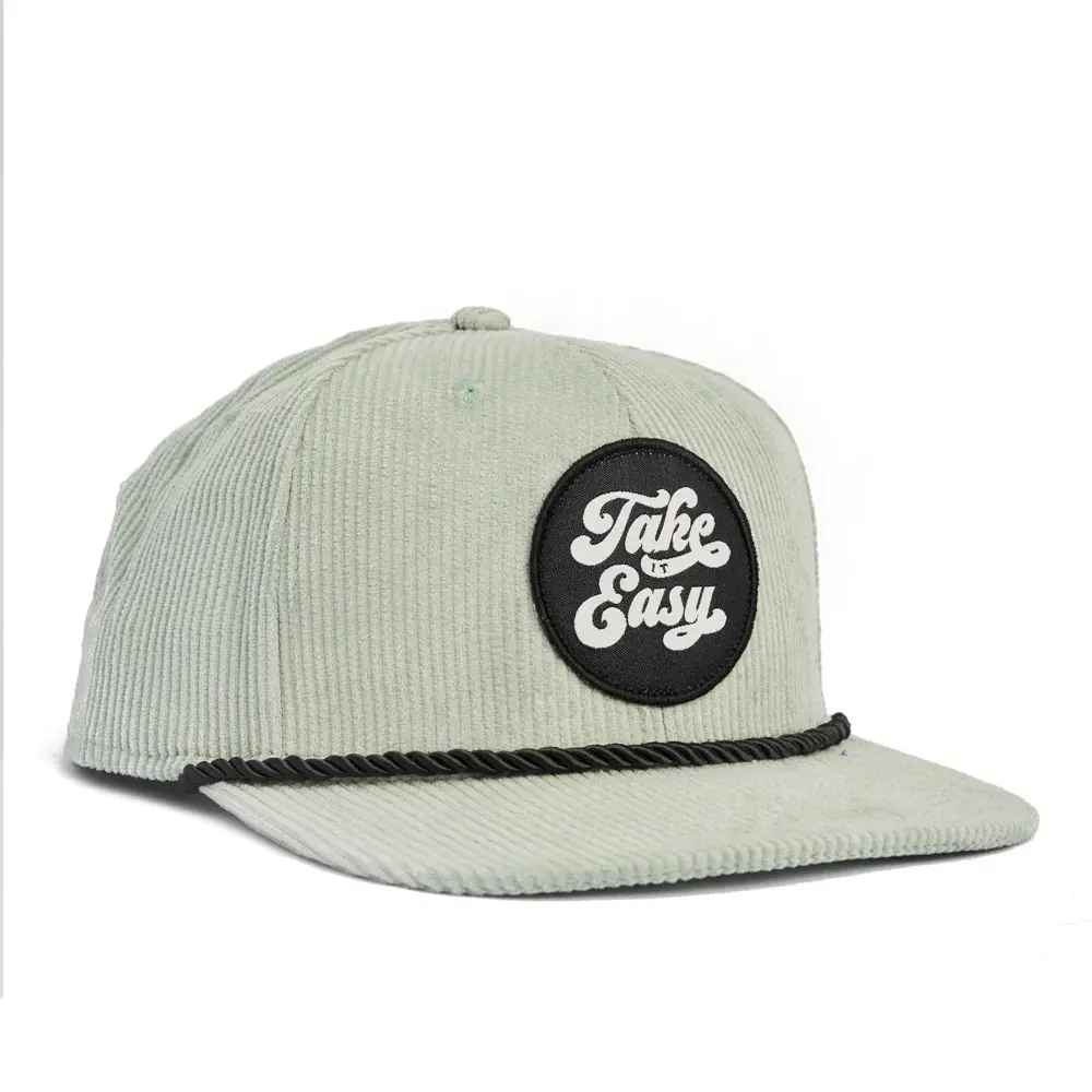 High Quality Corduroy Snapback Caps With Custom Logo Black Rope Wholesale Flat Cap 6 Panels Adjustable Size Snapback Cap 2