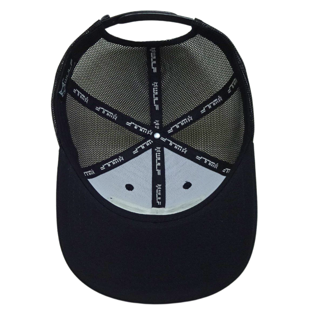 High Quality Custom Contrast Rubber Logo Patch Structured Trucker Hat With Flat Brim 6 Panel Plastic Single Breasted Buckle OEM 6