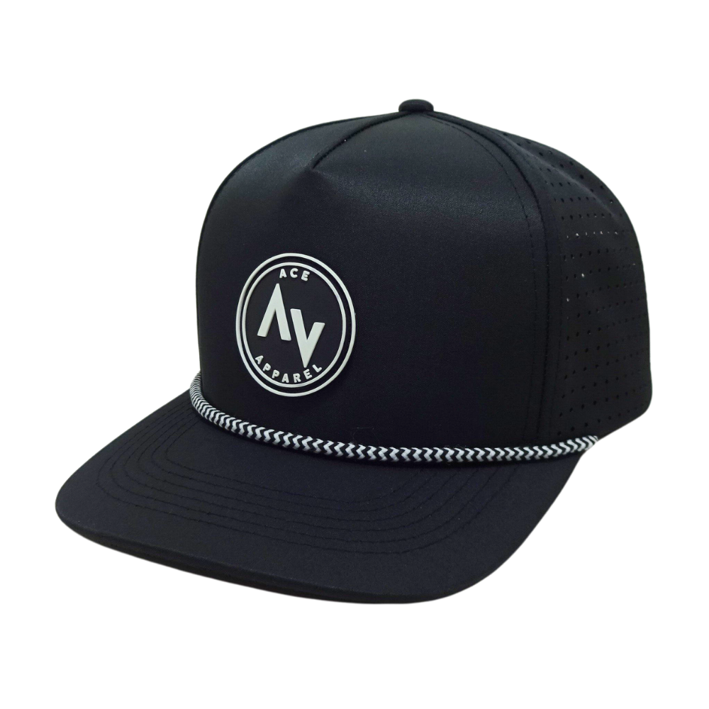 High Quality Custom Design Waterproof Laser Cut Hole Perforated Cap 2D 3D Embroidery Rubber Logo With Rope Structured Caps 2