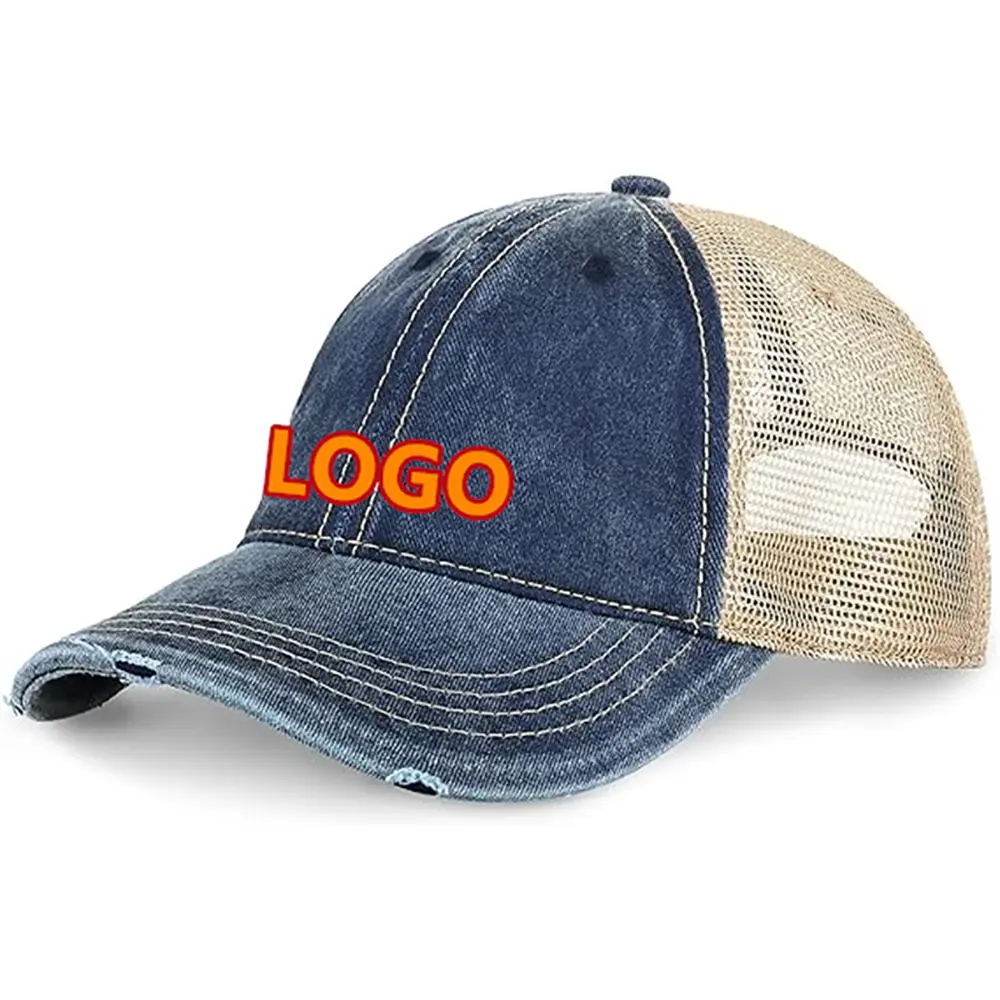 High Quality Custom logo Sun Visor Breathable Sport Baseball Cap Hat Hip Hop Custom logo Cowboy Mesh Trucker Caps 3