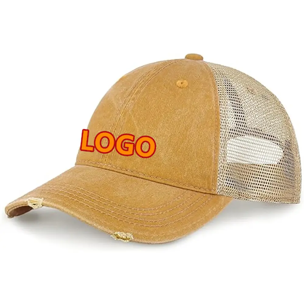 High Quality Custom logo Sun Visor Breathable Sport Baseball Cap Hat Hip Hop Custom logo Cowboy Mesh Trucker Caps 1