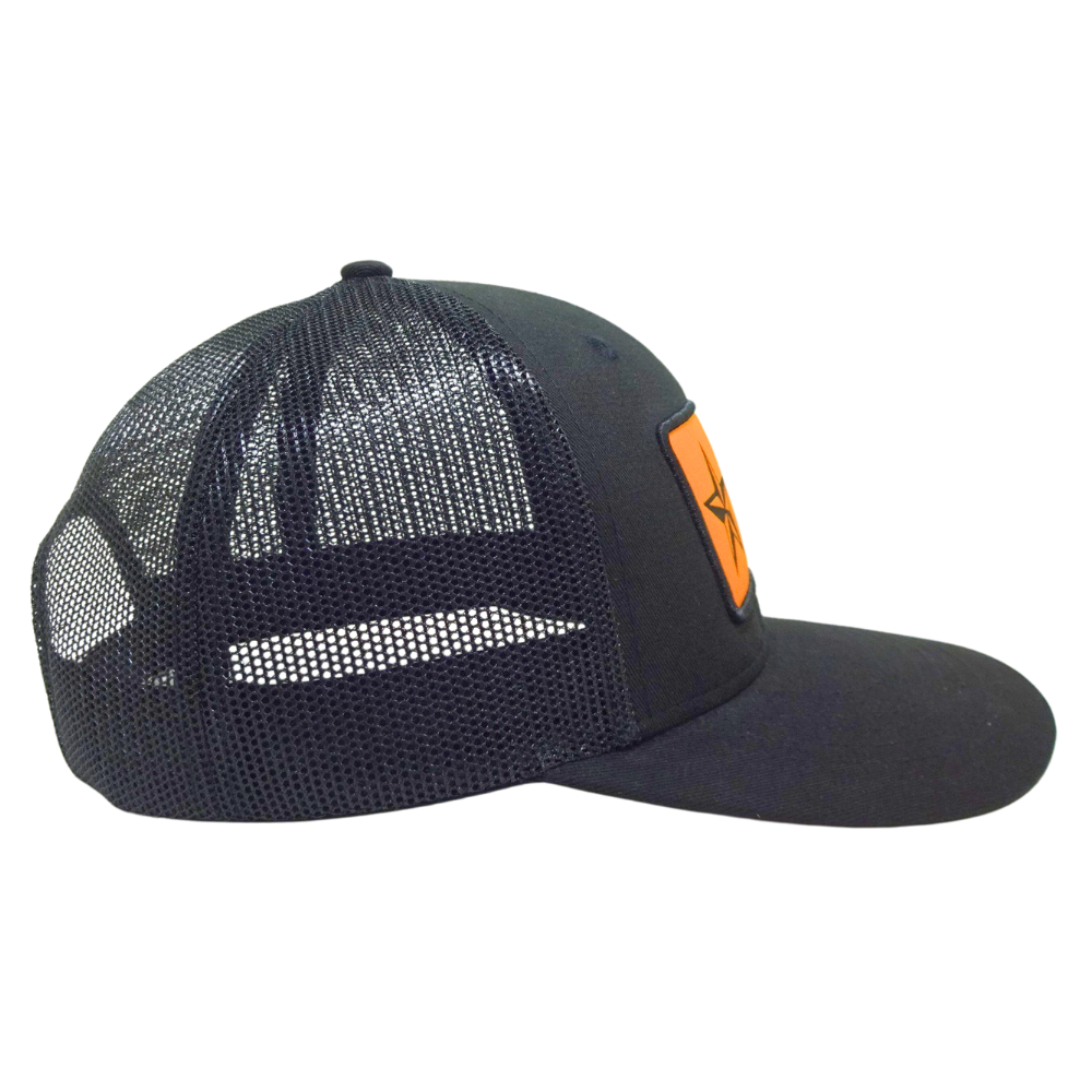 High Quality Custom Woven Patch Structured 6 Panel Trucker Black Mesh Single Breasted Buckle Unisex for Your Brand Promotion OEM 5