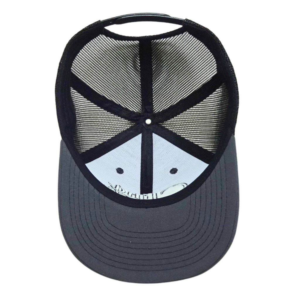 High Quality Gray 3D Embroidery 6 Panel Trucker Hat Black Mesh Contrast Stitching Thread on Brim Single Breasted Buckle All Ages 6