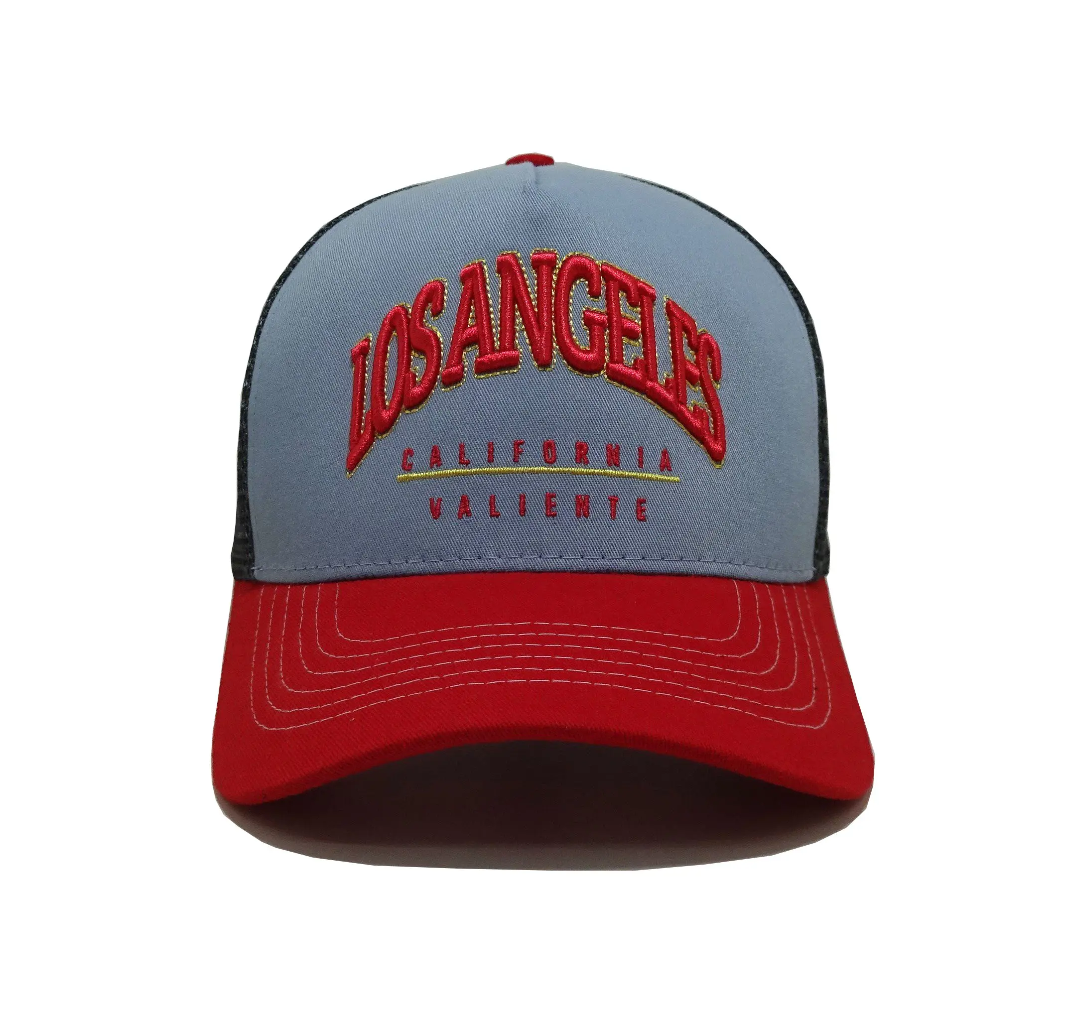High Quality Gray 5 Panels Customized Big Embroidery Patch Trucker Hats Custom Woven Patch Vietnam Supplier 2