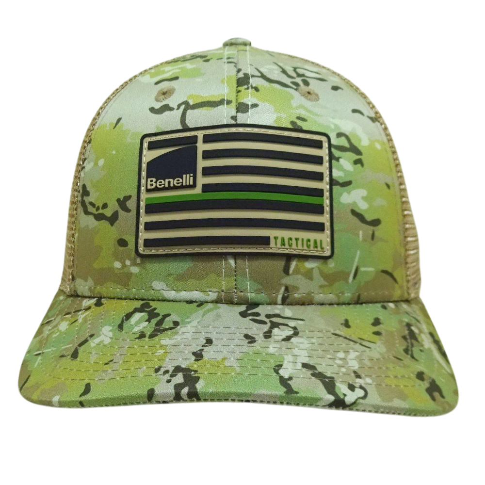 High Quality Green Yellow Camouflage Trucker Hat Rubber Patch Logo Breathable Mesh Adjustable Size Single Breasted Buckle Unisex 2