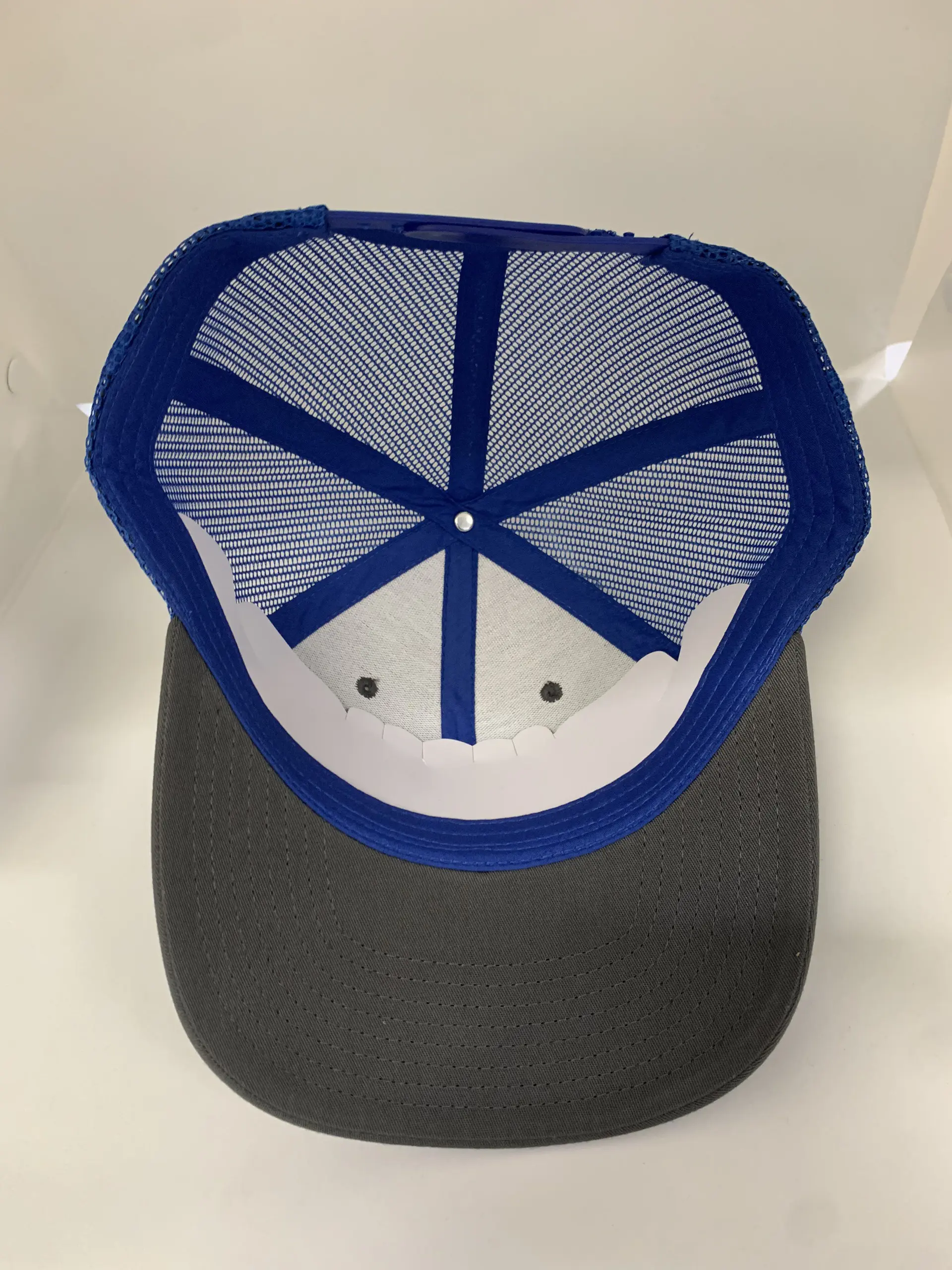 High Quality Grey/Navy Blue Color Medium Profile Cotton and Mesh Fabric Trucker Hat in Vietnam Factory 5