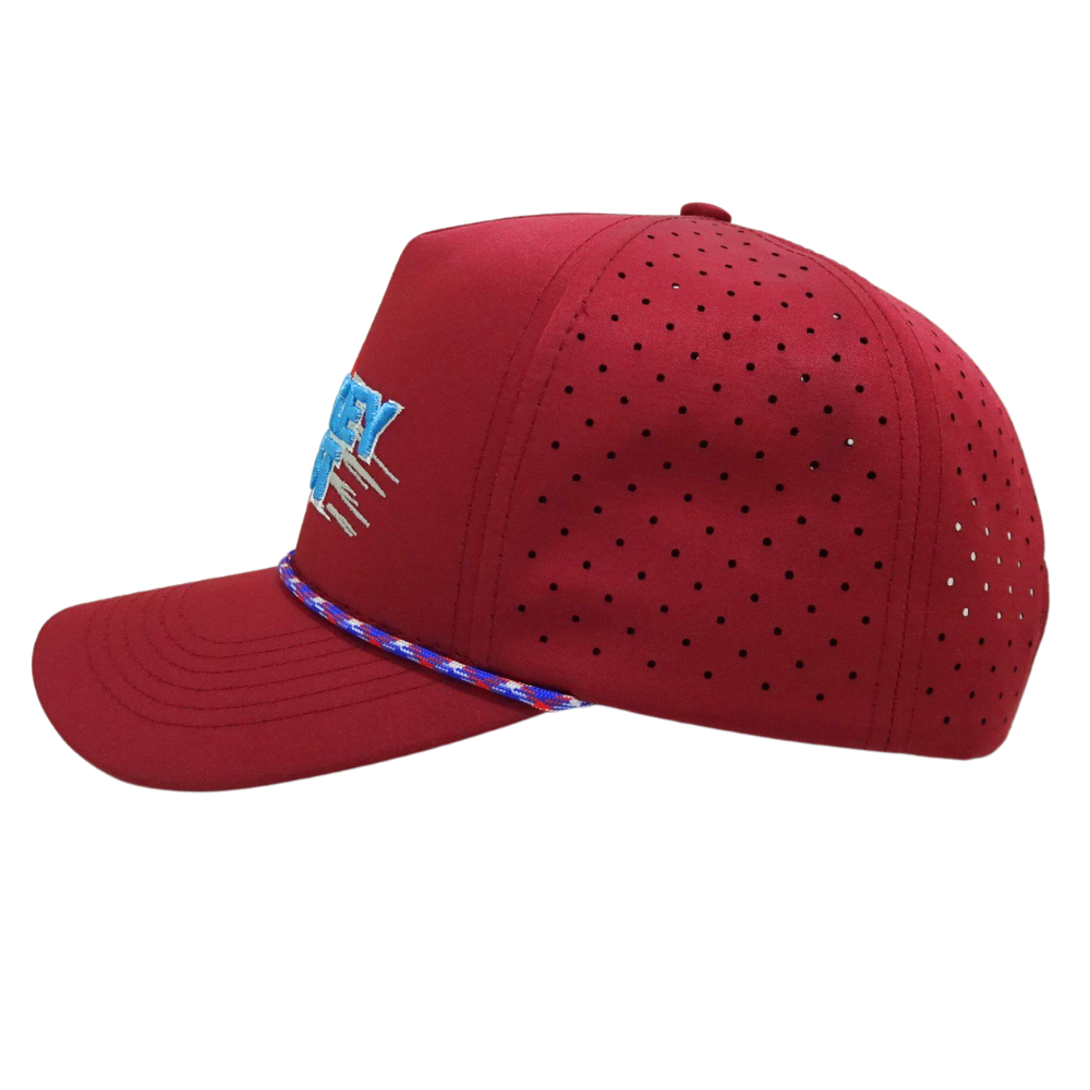 High Quality Hat Factory Custom 5 Panel Laser Cut Hole Perforated Cap With Rope Structured Embroidery Logo for Your Own Brand 4