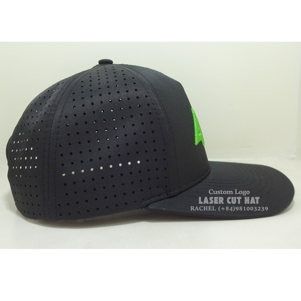High Quality Laser Cut Hats 5 Panel 3D Embroidered Logo Waterproof Hole Perforated Structured Adjustable Closure Vietnam Factory 5