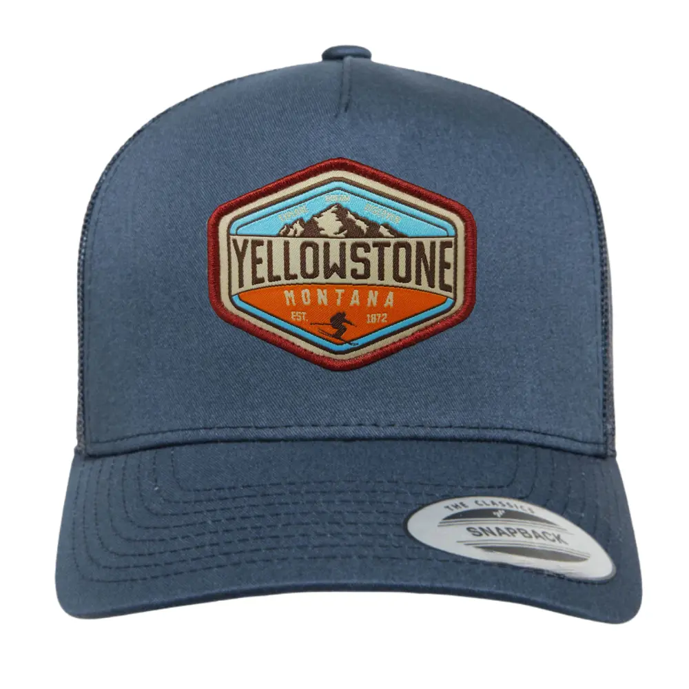 High Quality Mid Profile Y 6506 5 Panel Trucker Hat Retro Shape Embroidered Logo Pactch Navy Single Row Buckle Snapback Unisex 1