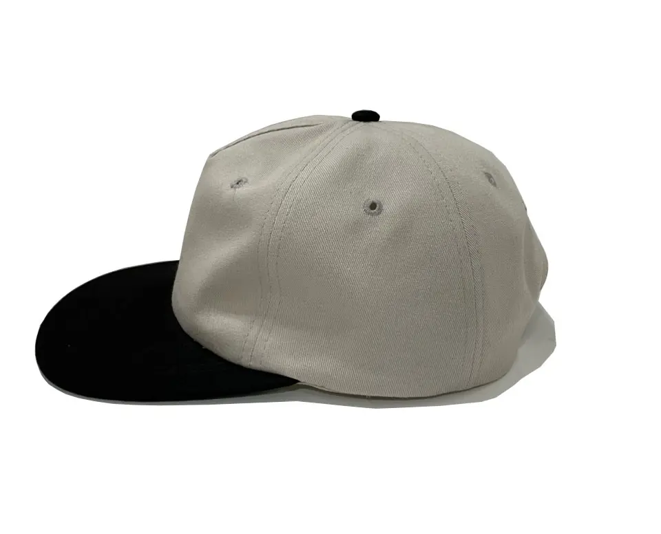 High Quality Plain 5-Panel Black/White Color Medium Profile 65% Cotton and 35% Polyester Snapback Cap in Vietnam Factory 3
