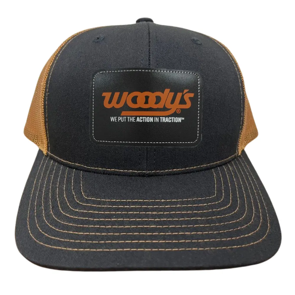 High Quality R 112 Trucker Hats Gorras Caps Leather Patches Structured 6 Panel Contrast Stitching Line on Brim Single Row Buckle 3