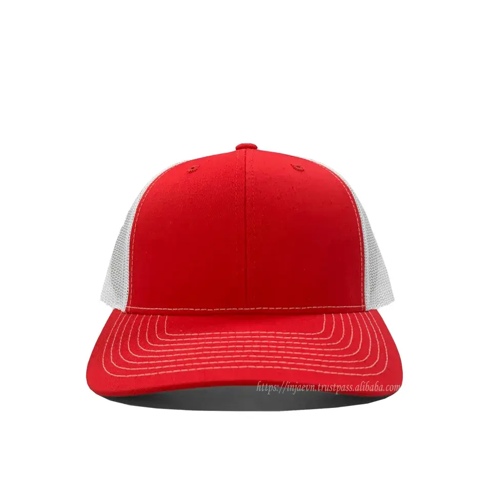 High Quality Red White Blank Trucker Hats for Men Sport Caps Promotional Brand Name Cheap Price in Vietnam 2