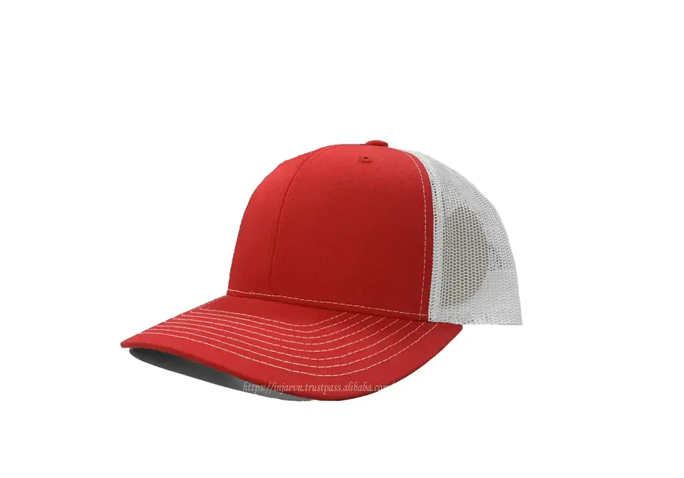 High Quality Red White Blank Trucker Hats for Men Sport Caps Promotional Brand Name Cheap Price in Vietnam 5