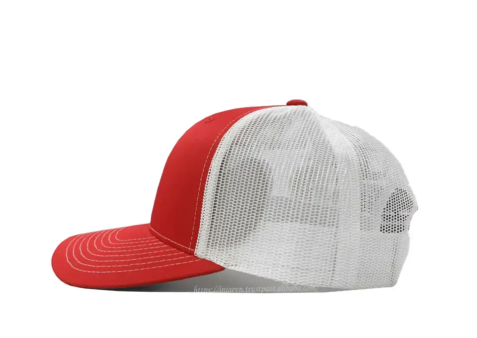 High Quality Red White Blank Trucker Hats for Men Sport Caps Promotional Brand Name Cheap Price in Vietnam 3