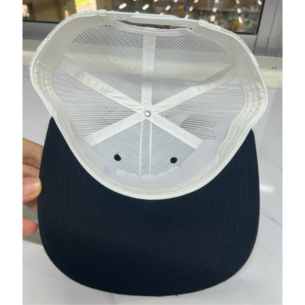 High Quality Ri 112 Trucker Hat 6 Panel Custom Logo Patch With Your Own Logo Structured Black White Mesh Single Breasted Buckle 6