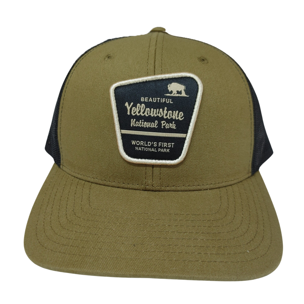 High Quality Ri 112 Trucker Hat Custom Woven Patch Logo 6 Panel Black Mesh 2 Eyelet on Front Single Breasted Buckle OEM Factory 2