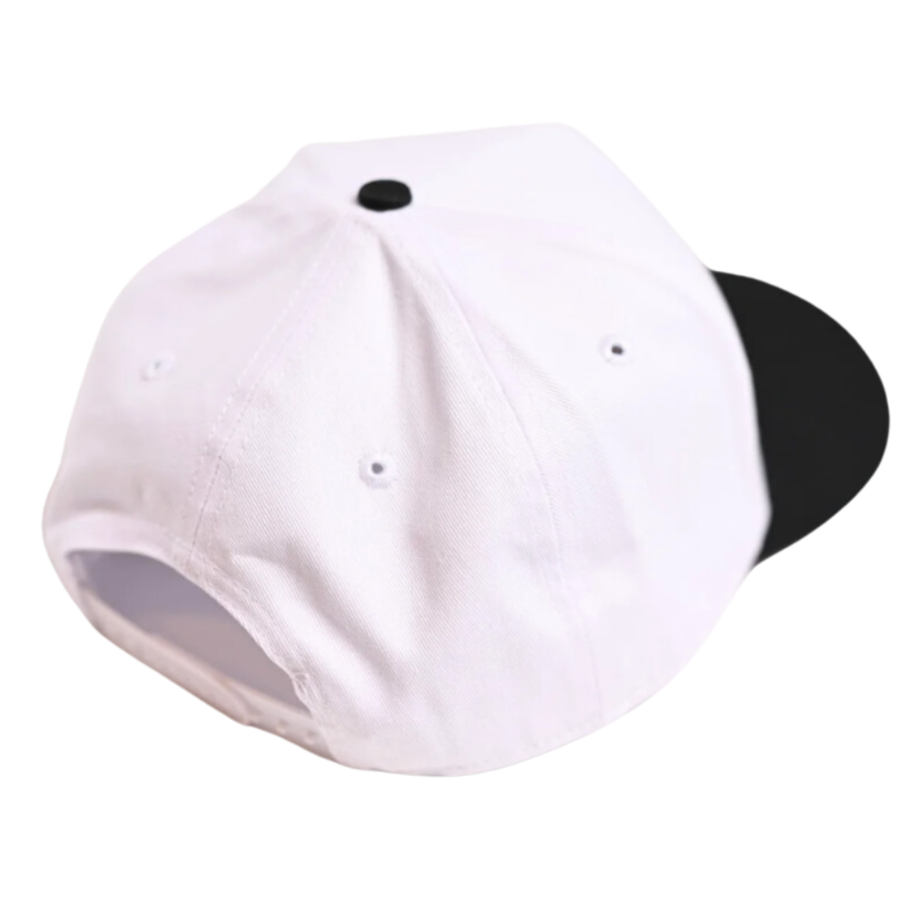 High Quality Special Red Underbrim 5 Panel Baseball Cap 3D Embroidery Inverse Logo White Black Custom Button Magic Sticker Tape 7