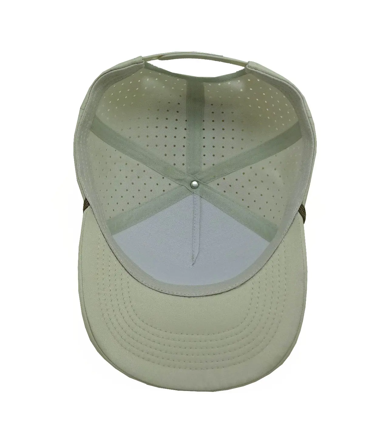 High Quality Sports Cap with Rope Custom Embroidery Logo 5-Panel Curved Brim Beige Color Medium Profile Baseball Cap 6