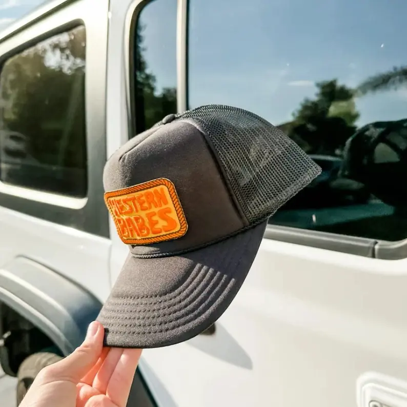High Quality Sports Unisex Mesh Trucker Hats Yellow Embroidery Patch Puff Snapback Trucker Hat 6