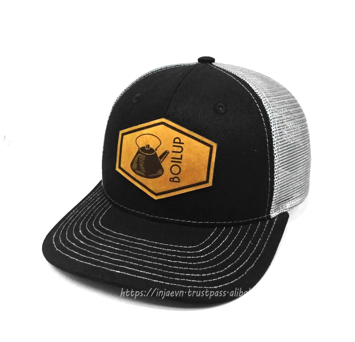 High Quality Sporty Style Trucker Hat for Men Black Color Low Profile Cotton and Mesh Fabric Trucker Hat in Vietnam Fac 2