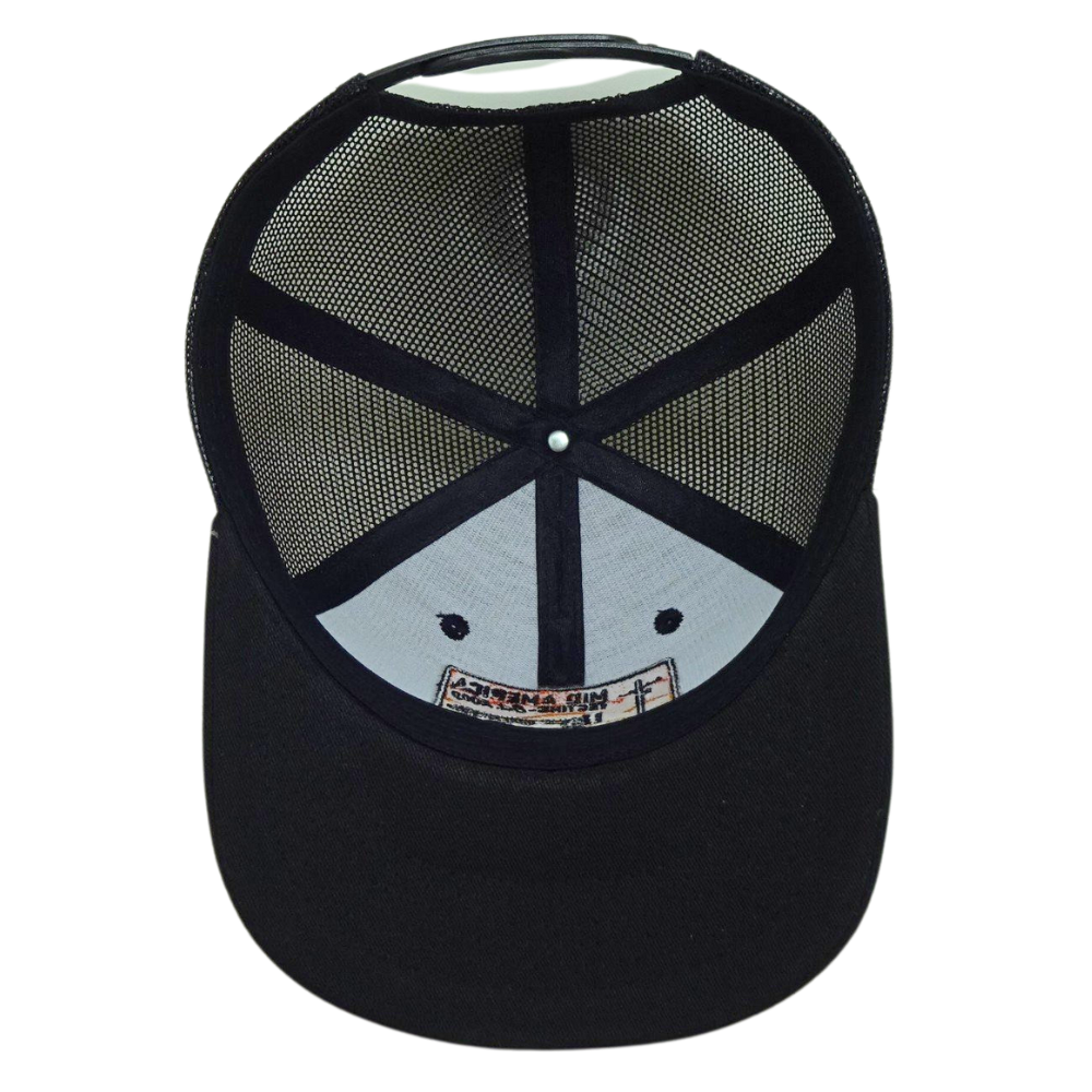 High Quality Structured 6 Panel Trucker Hat Colorful Embroidered Patches Flat Brim Plastic Single Breasted Buckle for Men Women 6