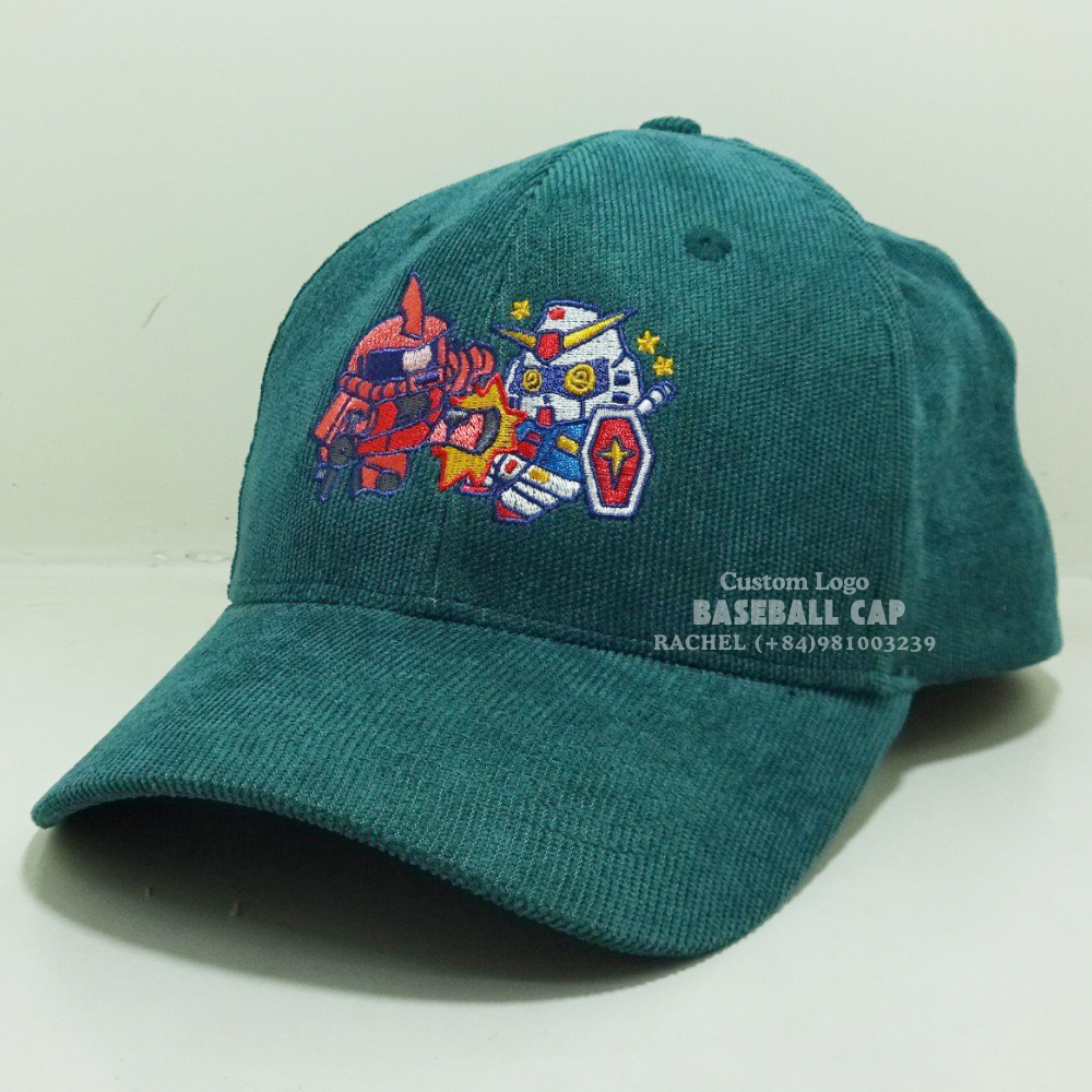 High Quality Unisex 6-Panel Corduroy Baseball Caps Curved Brim Cartoon Embroidered Snapback Closure For All Ages Sporty Vietnam 4